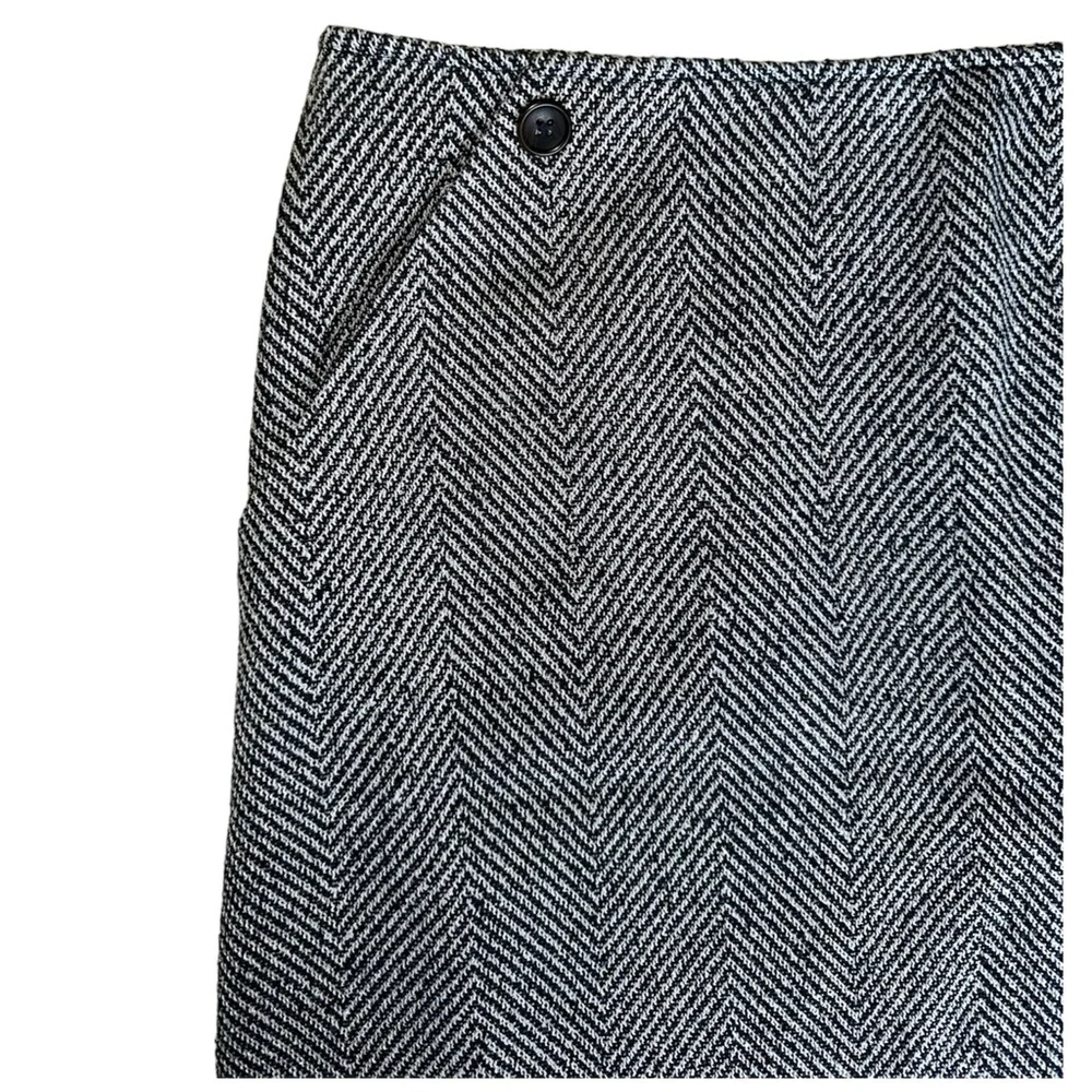 NWT Banana Republic Navy Blue Herringbone Wool Blend A-line Skirt Size 16 Tall - Picture 5 of 9